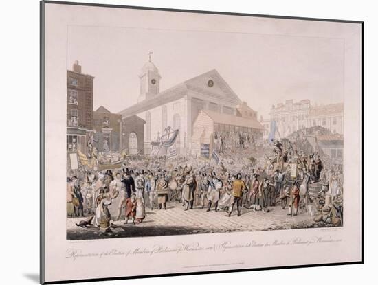 Election in Covent Garden, London, 1818-Rudolph Ackermann-Mounted Giclee Print
