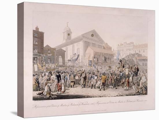 Election in Covent Garden, London, 1818-Rudolph Ackermann-Stretched Canvas