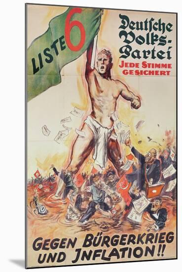 Electoral Poster for the German Popular Party, 1926-null-Mounted Giclee Print