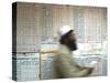 Electoral Worker Passes Election Results Posted on Wall at a Counting Center in Kabul, Afghanistan-null-Stretched Canvas