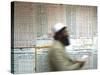Electoral Worker Passes Election Results Posted on Wall at a Counting Center in Kabul, Afghanistan-null-Stretched Canvas