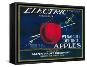 Electric Apple Label - Wenatchee, WA-Lantern Press-Framed Stretched Canvas