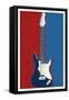Electric Guitar Red White and Blue Music-null-Framed Stretched Canvas