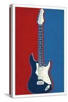 Electric Guitar Red White and Blue Music-null-Stretched Canvas