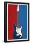 Electric Guitar Red White and Blue Music-null-Framed Poster
