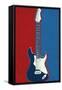 Electric Guitar Red White and Blue Music-null-Framed Stretched Canvas