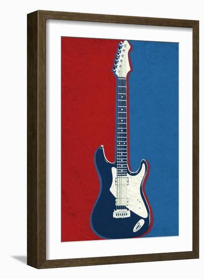 Electric Guitar Red White and Blue Music-null-Framed Art Print