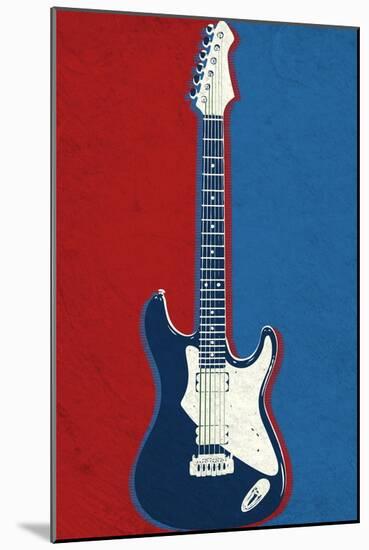 Electric Guitar Red White and Blue Music-null-Mounted Art Print