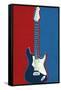 Electric Guitar Red White and Blue Music-null-Framed Stretched Canvas