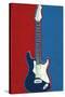 Electric Guitar Red White and Blue Music-null-Stretched Canvas