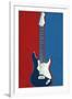 Electric Guitar Red White and Blue Music-null-Framed Art Print