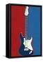 Electric Guitar Red White and Blue Music-null-Framed Stretched Canvas