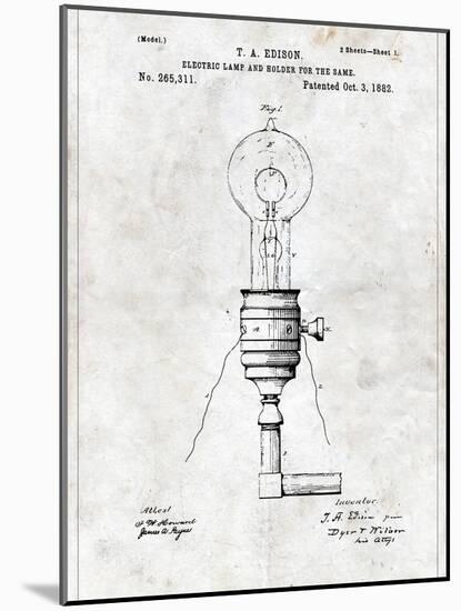 Electric Lamp-Patent-Mounted Art Print