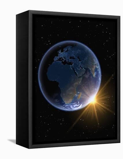 Electric Lights on Europe and Africa-Kulka-Framed Stretched Canvas