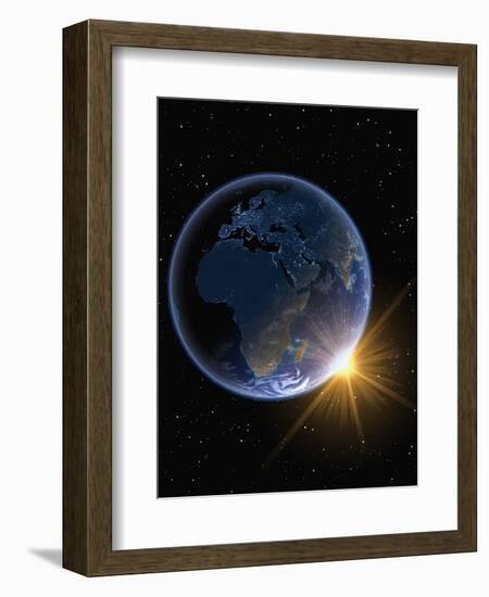 Electric Lights on Europe and Africa-Kulka-Framed Photographic Print