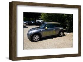 Electric Mini at battery charging point 2011-null-Framed Photographic Print