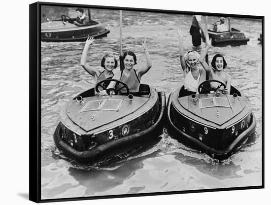 Electric Motor Boats at Dreamland Amusement Park Margate Kent-null-Framed Stretched Canvas
