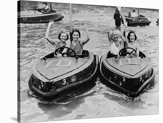 Electric Motor Boats at Dreamland Amusement Park Margate Kent-null-Stretched Canvas