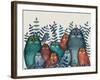 Electric Owls, Blue and Orange-Fab Funky-Framed Giclee Print