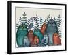 Electric Owls, Blue and Orange-Fab Funky-Framed Giclee Print