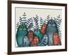 Electric Owls, Blue and Orange-Fab Funky-Framed Giclee Print