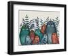 Electric Owls, Blue and Orange-Fab Funky-Framed Giclee Print