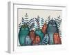 Electric Owls, Blue and Orange-Fab Funky-Framed Art Print