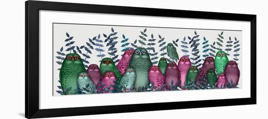 Electric Owls, Pink and Green-Fab Funky-Framed Art Print