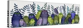 Electric Owls, Purple and Lime-Fab Funky-Stretched Canvas