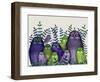 Electric Owls, Purple and Lime-Fab Funky-Framed Art Print