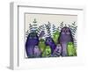 Electric Owls, Purple and Lime-Fab Funky-Framed Art Print