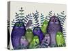 Electric Owls, Purple and Lime-Fab Funky-Stretched Canvas