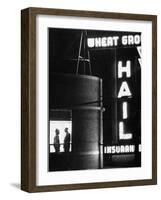 Electric Sign Outside Office of Insurance Co.-Howard Sochurek-Framed Photographic Print