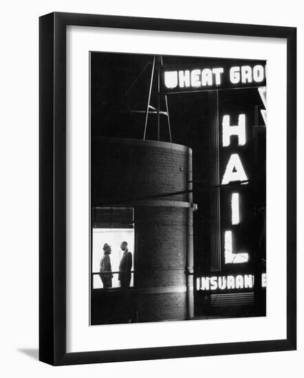 Electric Sign Outside Office of Insurance Co.-Howard Sochurek-Framed Photographic Print