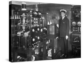 Electrical Engineer/Inventor Guglielmo Marconi in His Laboratory Aboard Steam Yacht "Elettra"-null-Stretched Canvas