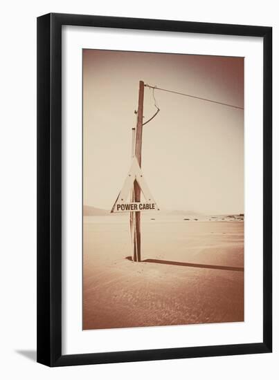 Electricity Cable on Beach-Steve Allsopp-Framed Photographic Print