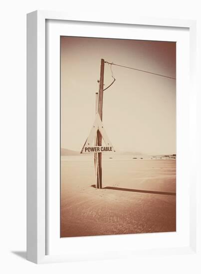 Electricity Cable on Beach-Steve Allsopp-Framed Photographic Print