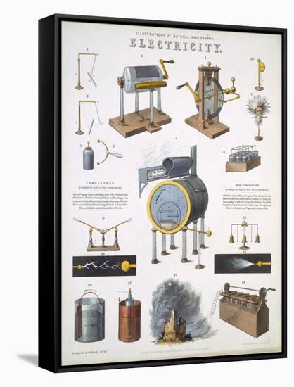 Electricity, illustrations of Natural Philosophy, published in 'Popular Diagrams'-John Emslie-Framed Stretched Canvas