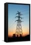 Electricity Pylons at Sunset-Liang Zhang-Framed Stretched Canvas