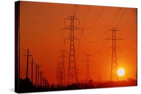 Electricity Transmission Lines At Sunset-David Nunuk-Stretched Canvas