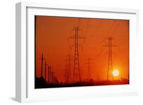 Electricity Transmission Lines At Sunset-David Nunuk-Framed Photographic Print