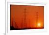 Electricity Transmission Lines At Sunset-David Nunuk-Framed Photographic Print