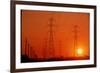 Electricity Transmission Lines At Sunset-David Nunuk-Framed Photographic Print