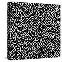 Electronic Monochrome Black And White Background Texture-pzAxe-Stretched Canvas