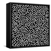 Electronic Monochrome Black And White Background Texture-pzAxe-Framed Stretched Canvas