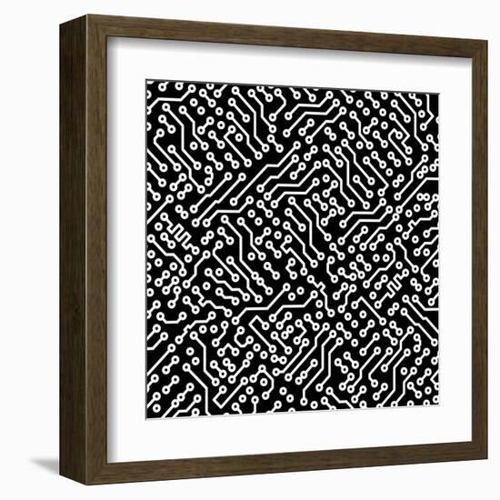 Electronic Monochrome Black And White Background Texture-pzAxe-Framed Art Print