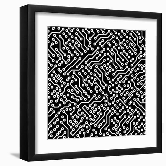 Electronic Monochrome Black And White Background Texture-pzAxe-Framed Art Print