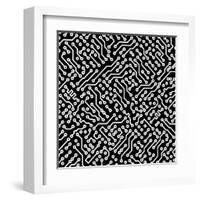 Electronic Monochrome Black And White Background Texture-pzAxe-Framed Art Print
