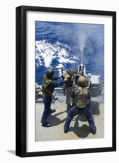 Electronics Technician Fires a 25Mm Machine Gun Aboard USS Preble-null-Framed Photographic Print