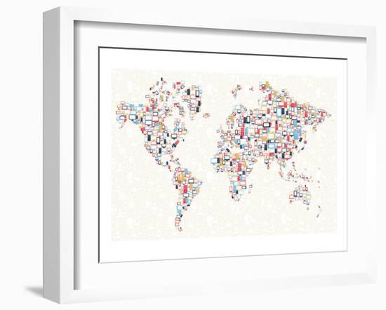 Electronics World Map-null-Framed Art Print